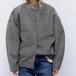 Zara marked grey bomber jacket-influencer favorite